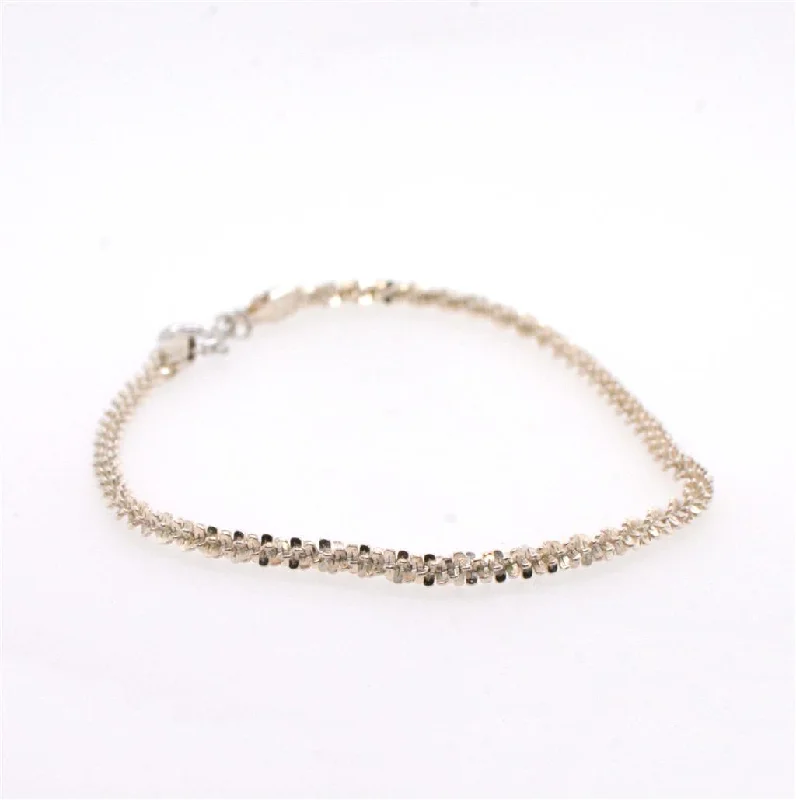 Ladies gold-plated bangles-Diamond Cut Sterling Silver Bracelet