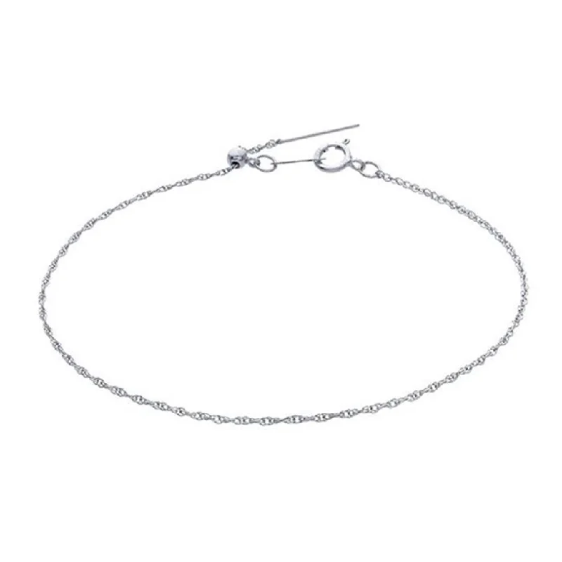 Ladies fashion leather bracelets-Sterling Silver 1.1mm Add-A-Bead Rope Chain Bracelet, Adjustable