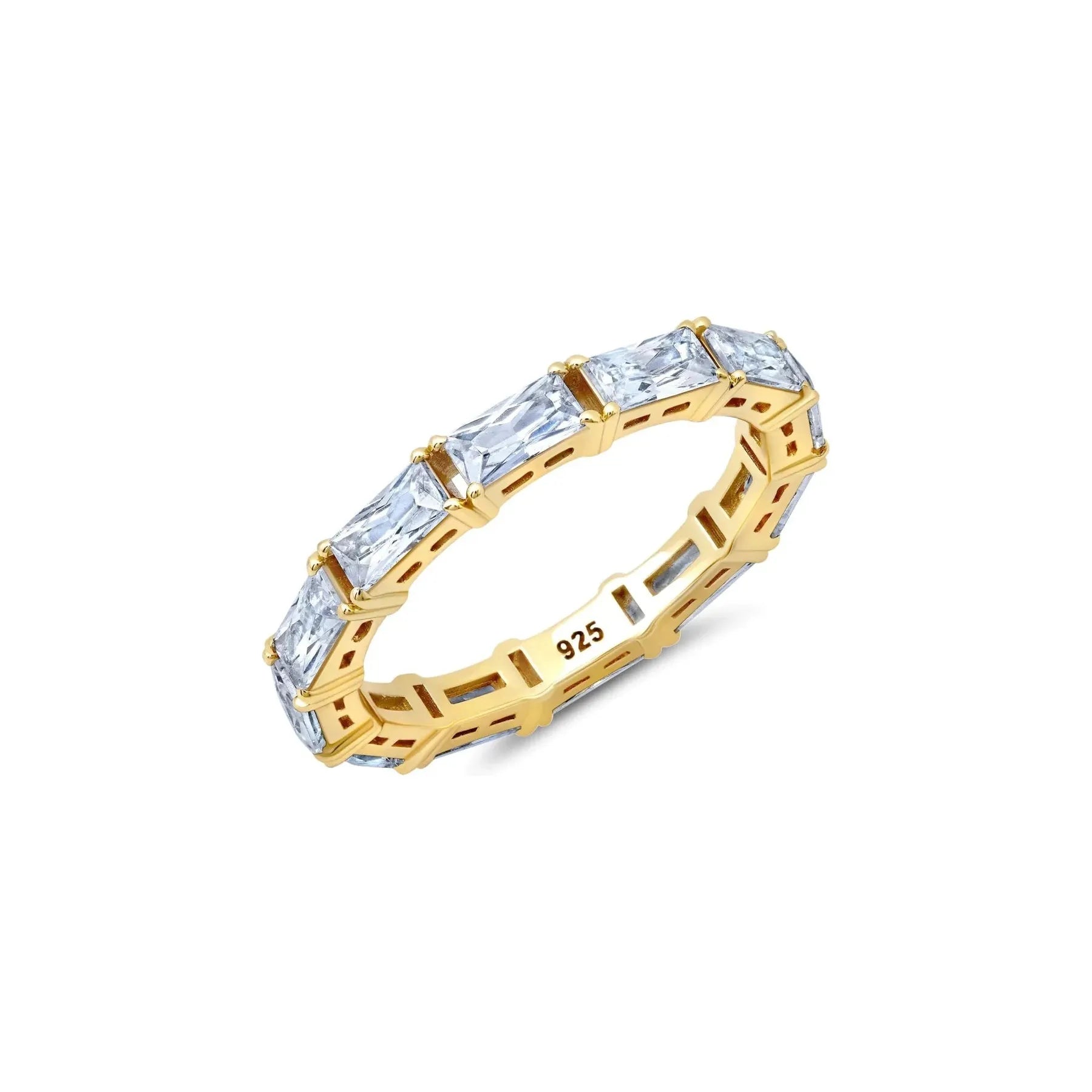 Ladies ruby rings-CRISLU Horizontal Baguette Eternity Band Ring