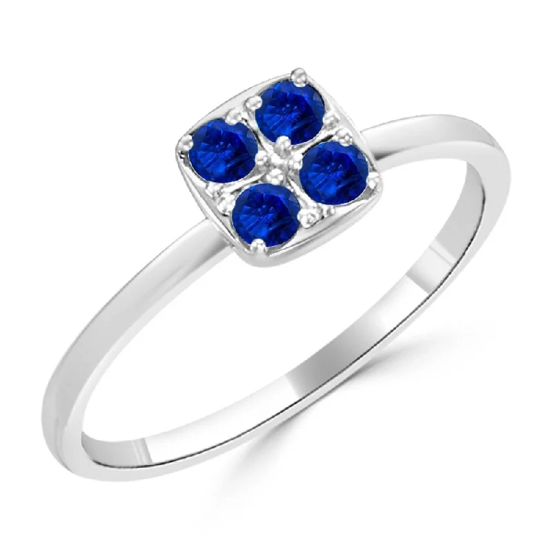 Ladies two-tone engagement rings-Auriya 1/4ctw Blue Sapphire Gemstone Square Cluster Engagement Ring 10k Gold