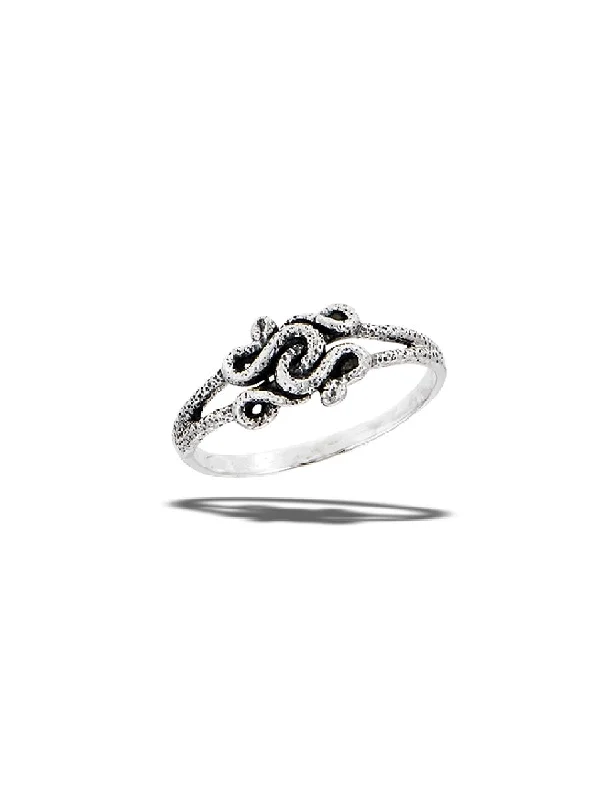 Ladies platinum rings-Snake Knot Ring