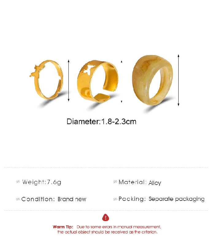 Ladies rose gold rings-Punk Geometric Butterfly Alloy Resin Couple Ring Set