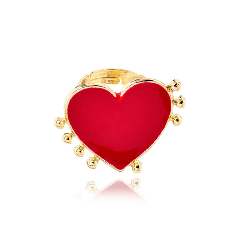 Ladies vintage diamond rings-1 Piece Cute Heart Shape Eye Alloy Enamel Women's Open Ring