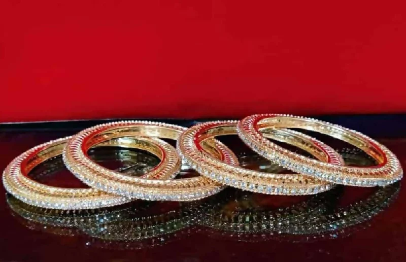 Ladies chunky gold bracelets-Mominos Fashion Trendy Designer American Diamond Bangles