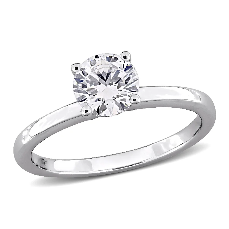 Ladies engagement rings with intricate designs-Created Forever by Miadora 1ct TW Lab-Grown Diamond Solitaire Engagement Ring in 10k White Gold