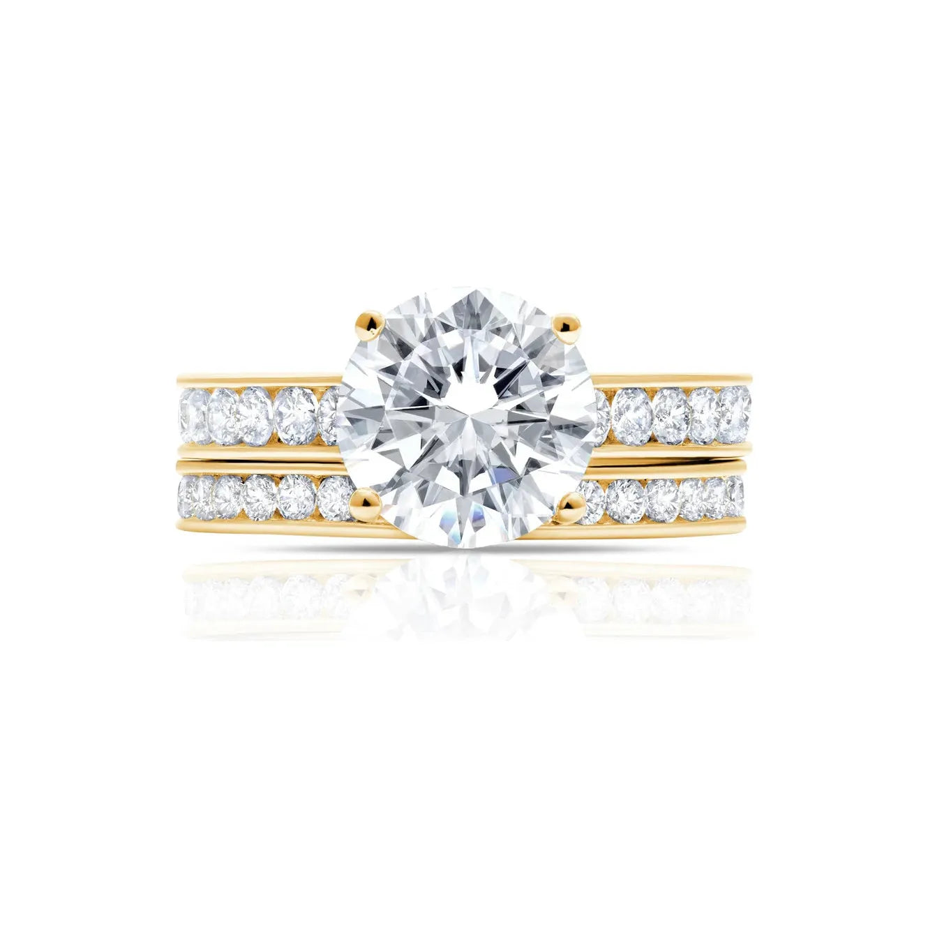 Ladies cushion-cut rings-CRISLU Brilliant Cut Ring Set Finished in 18kt. Yellow Gold