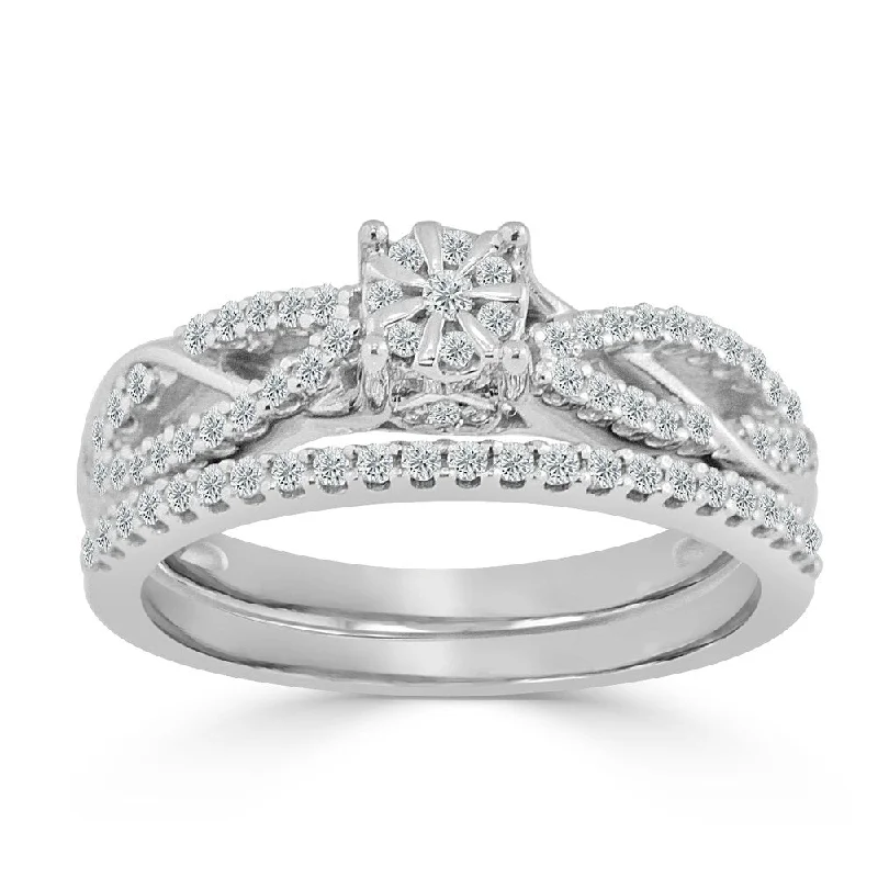 Ladies engagement rings with diamonds-Auriya Infinity Inspired Round Diamond Engagement Ring Set 5/8ct TDW 14k Gold