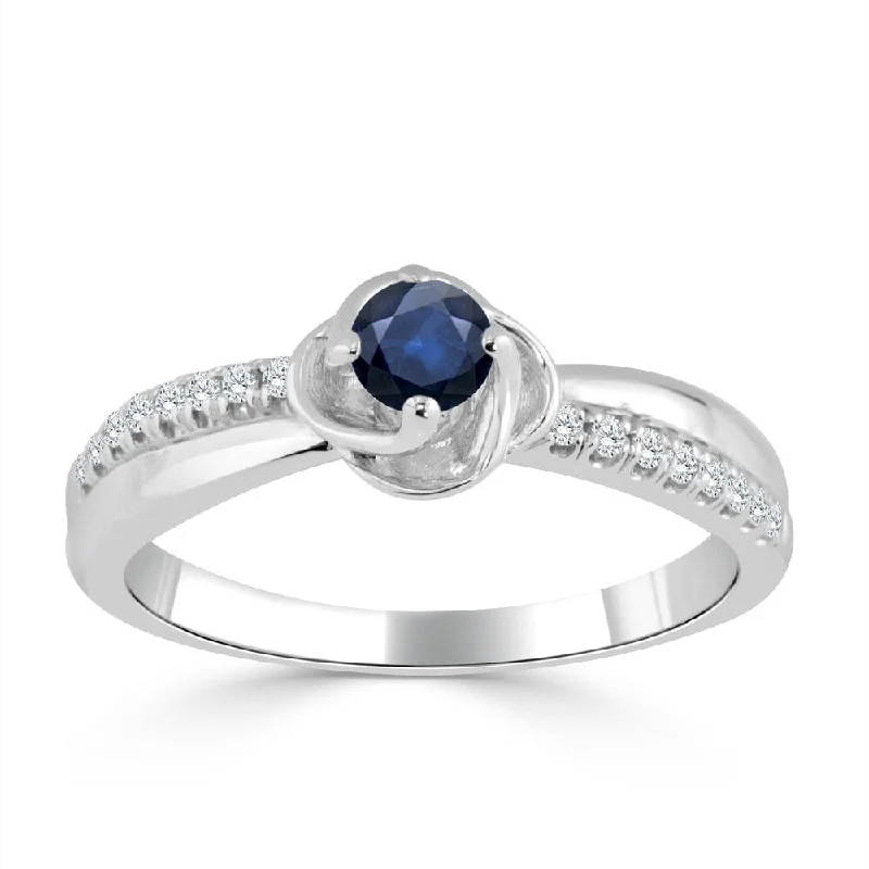 Ladies engagement rings with sapphire accents-Auriya 14K Gold 1/4ct Blue Sapphire and 1/10ct TDW Diamond Engagement Ring