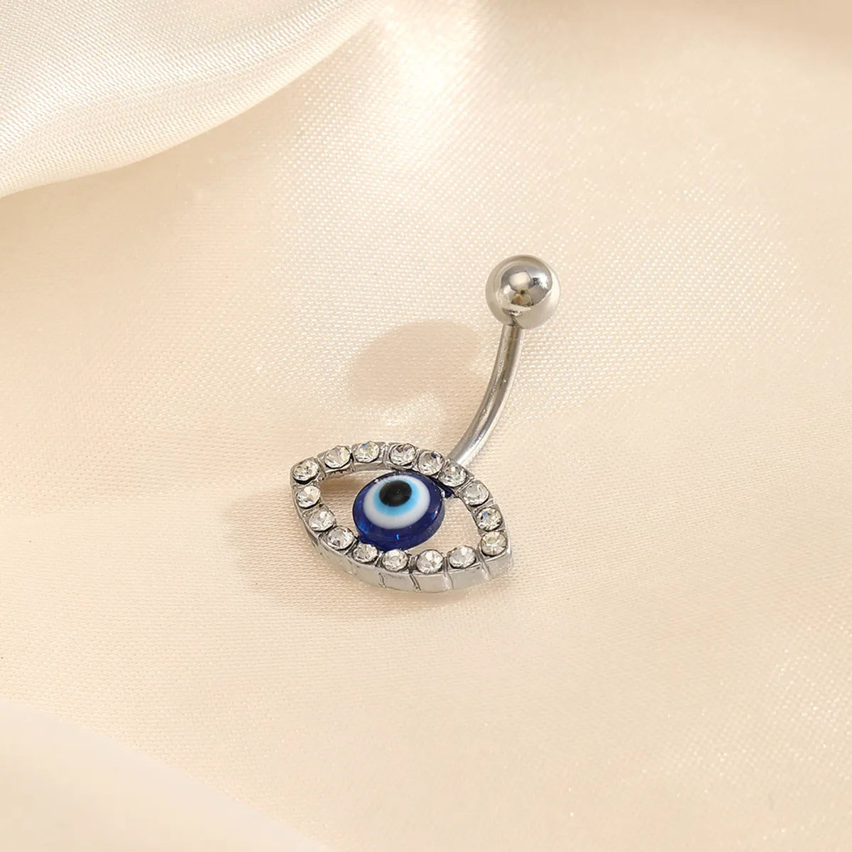 Ladies unique rings-Simple Style Devil's Eye Stainless Steel Inlay Zircon Belly Ring