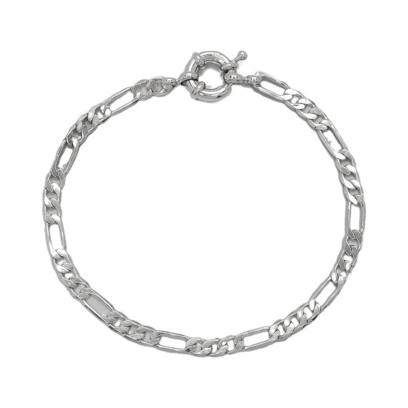 Ladies statement bangles-Victoria Townsend Small Fine Silver Plated Figaro Bracelet-7.5"