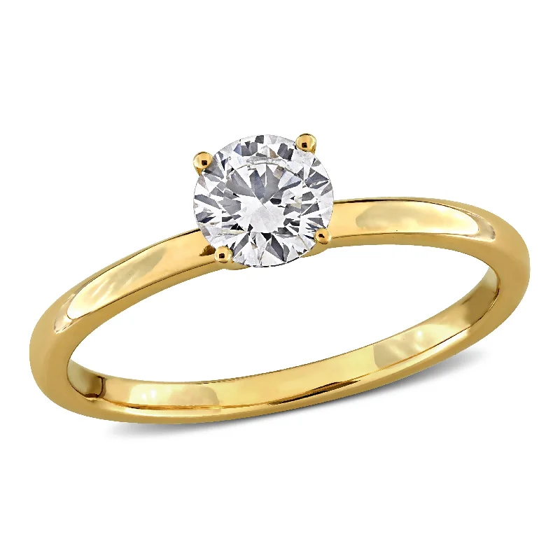 Ladies engagement rings with a vintage touch-Created Forever by Miadora 1/2ct TW Lab-Grown Diamond Solitaire Engagement Ring in 14k Yellow Gold