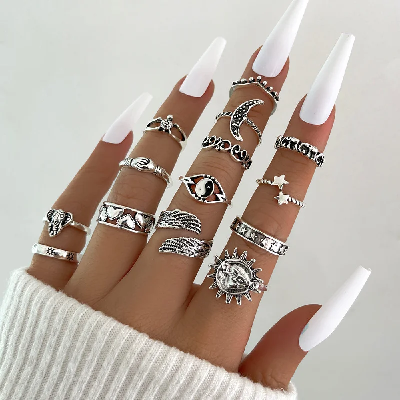 Ladies silver-plated rings-Casual Solid Color Alloy Women's Open Rings