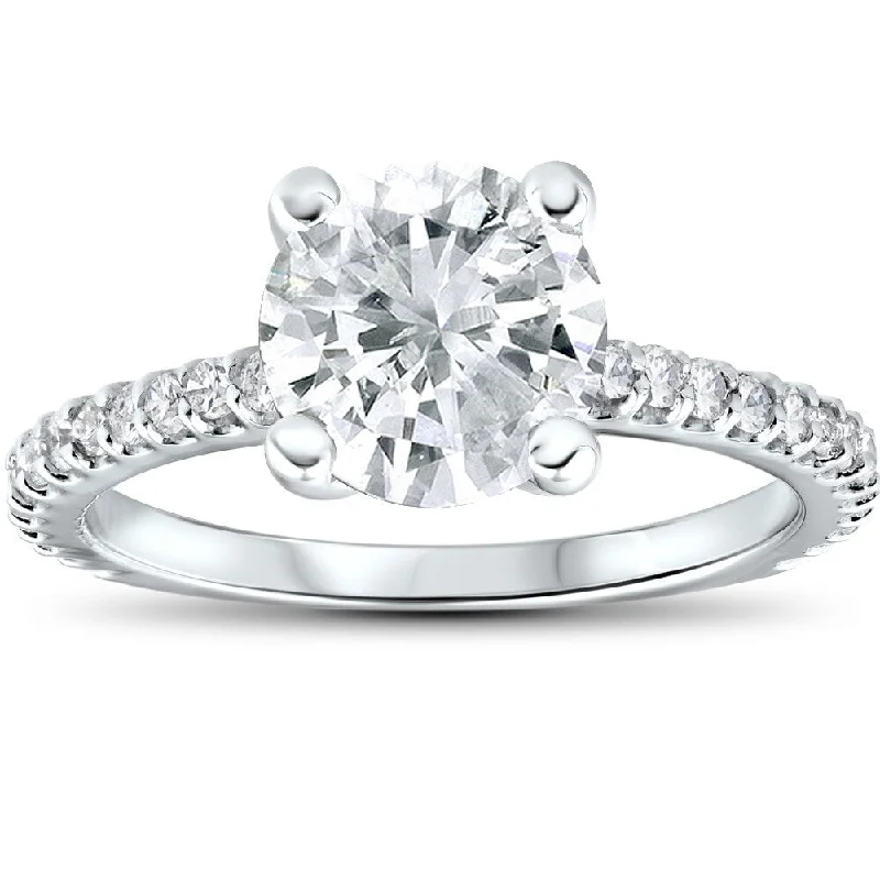 Ladies engagement rings with white sapphires-14k White Gold 2.3ct TDW Clarity Enhanced Diamond Engagement Ring