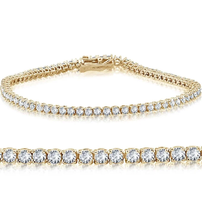 Ladies luxury bracelets-2 Ct Lab Grown Diamond Tennis Bracelet 7" Yellow Gold