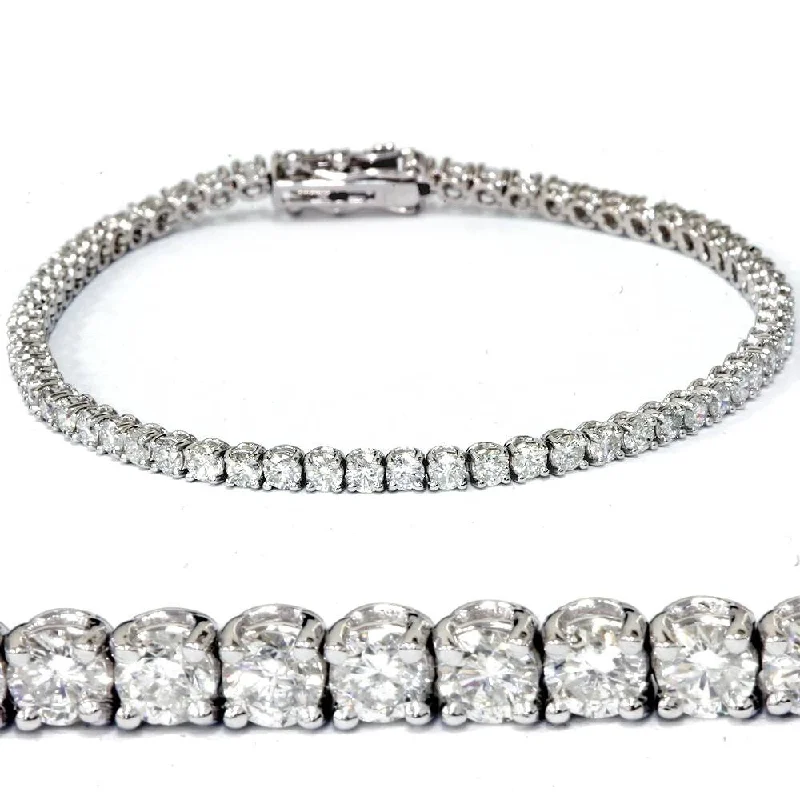 Ladies pearl bracelets-H SI 4.22 ct Diamond Tennis Bracelet 7" White Gold