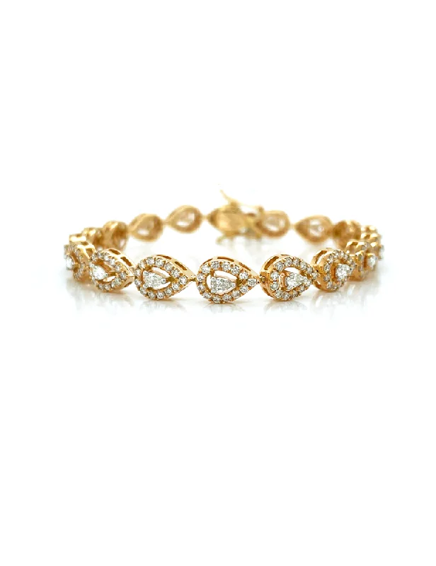 Ladies chunky gold bracelets-Diamond Rose Gold Bracelet 14 Karat