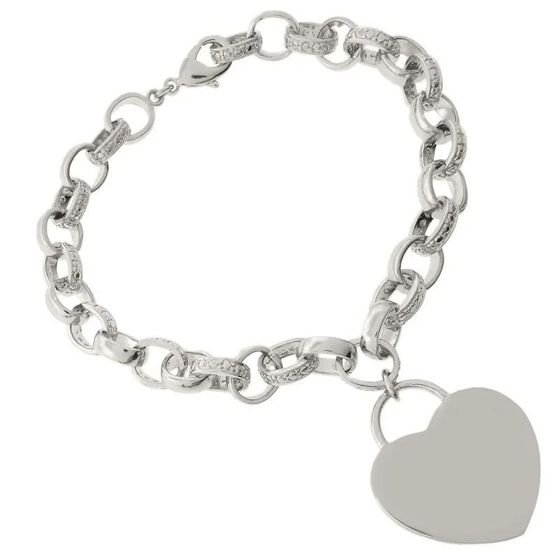 Ladies silver wrap bracelets-Victoria Townsend Silver Plated Diamond Accent Heart Tag Bracelet