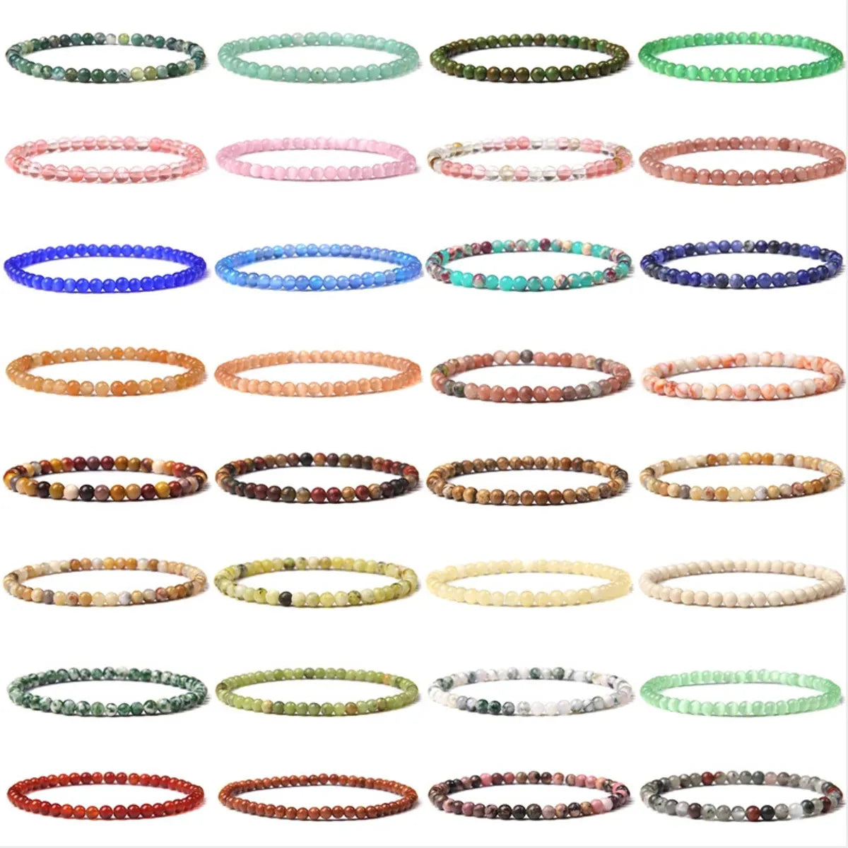 Ladies tennis bangles-Fashion Round Natural Stone Beaded Bracelets 1 Piece