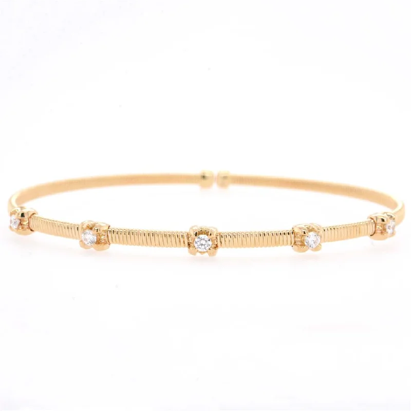 Ladies thick bangles-14K Yellow Gold Diamond Flexi Bracelet