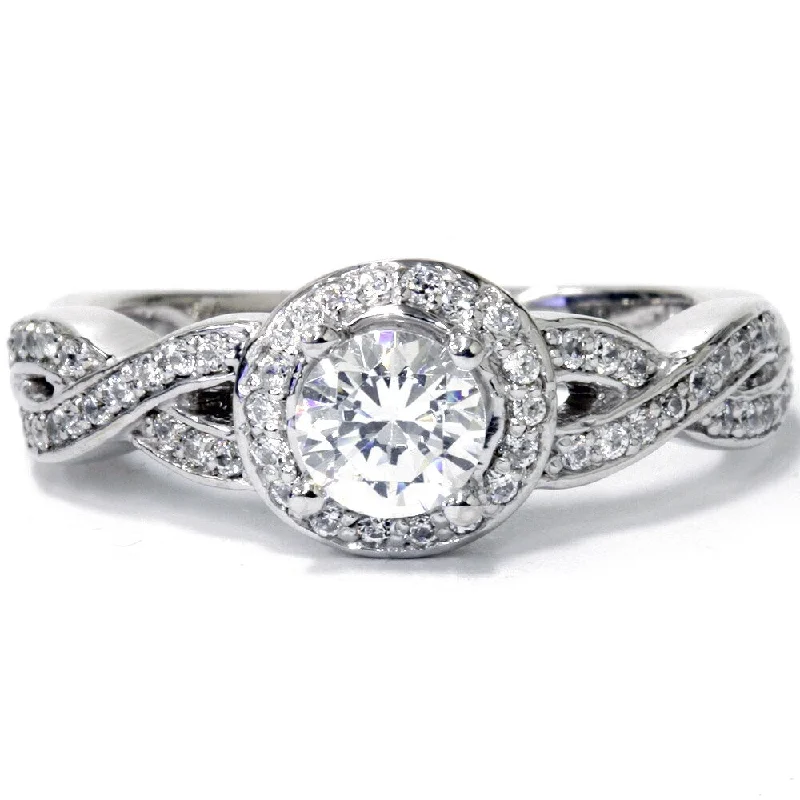 Ladies custom engagement rings-14k White Gold 1ct TDW Diamond Vintage Engagement Ring