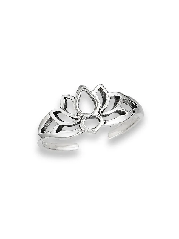 Ladies unique gold rings-Open Lotus Toe Ring