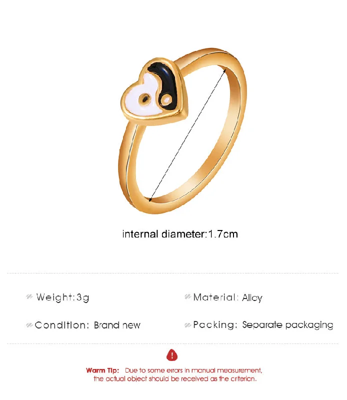 Ladies classic rings-New Color Dripping Oil Gossip Ring Personality Tai Chi Geometric Ring Ring Ring Tail Ring Jewelry