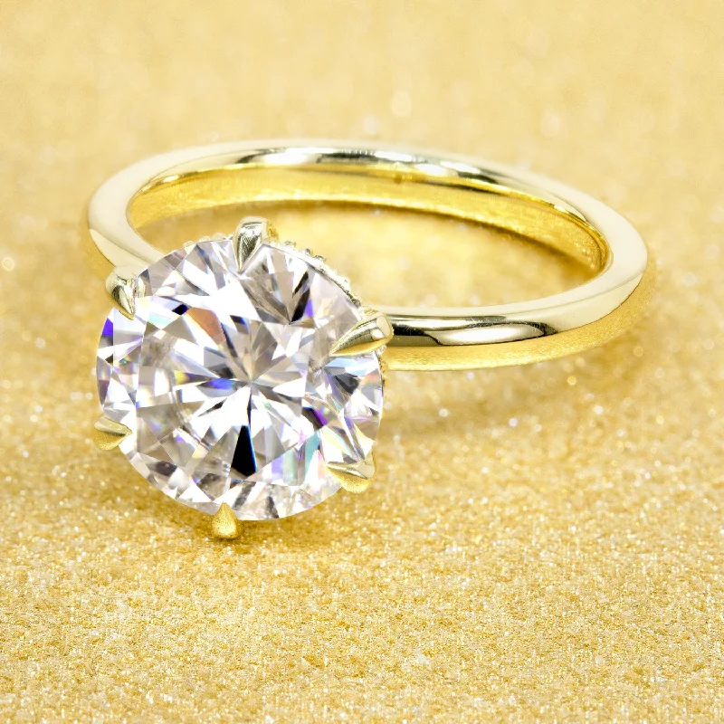 Ladies infinity rings-The Adara, 3ct Round Brilliant-cut Moissanite Hidden Eternity Halo Ring