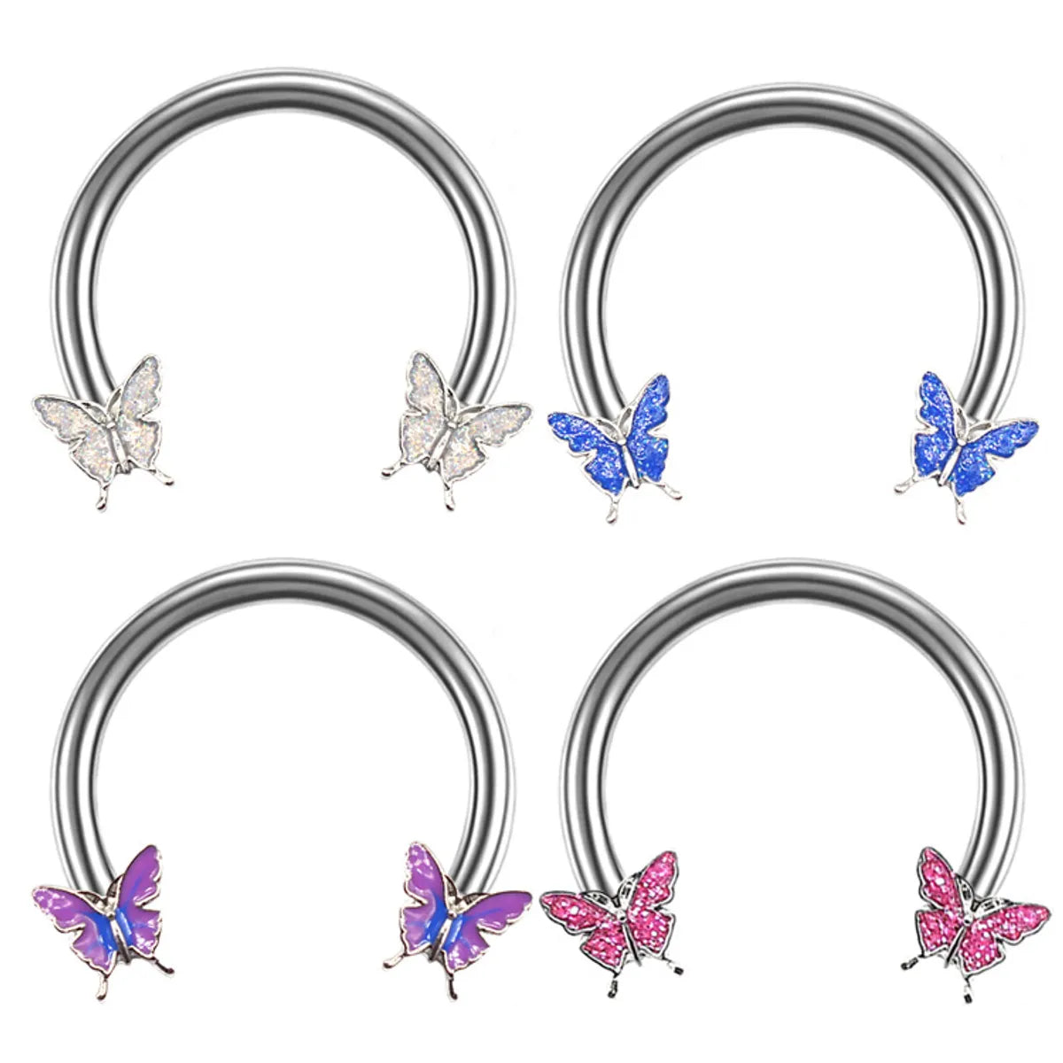 Ladies gold-plated rings-1 Piece Streetwear Butterfly Plating Stainless Steel Titanium Steel White Gold Plated Gold Plated Silver Plated Nose Ring Nose Studs