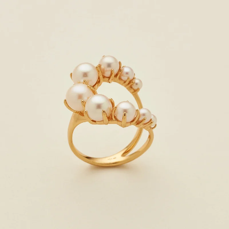 Ladies yellow gold rings-Pearl Cocktail Ring | Final Sale