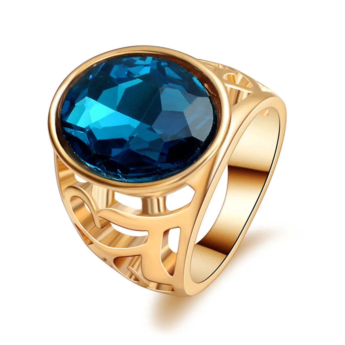 Ladies fashionable rings for women-Fashion Simple Golden Agate Ladies Ring Accessories Personality Retro Ring Wholesale