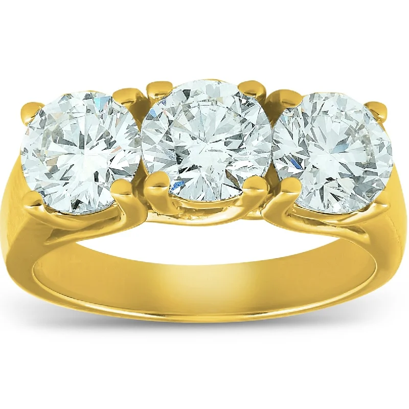 Ladies vintage engagement rings-2 1/2ct Three Stone Diamond Engagement Ring 14K Yellow Gold