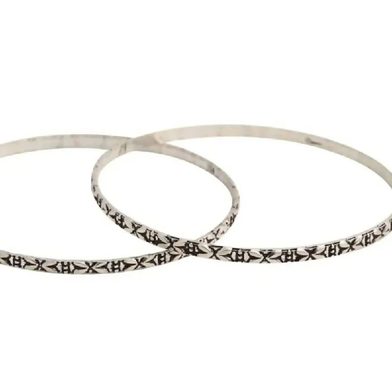 Ladies rose gold chain bracelets-Mominos Fashion Trendy Oxidised Silver Plated Bangles