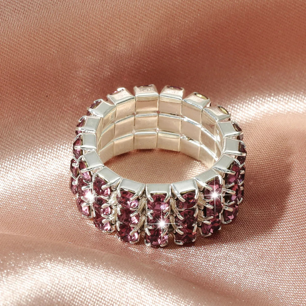 Ladies simple rings-Colorful Purple Romantic Rhinestone Alloy Elastic Ring