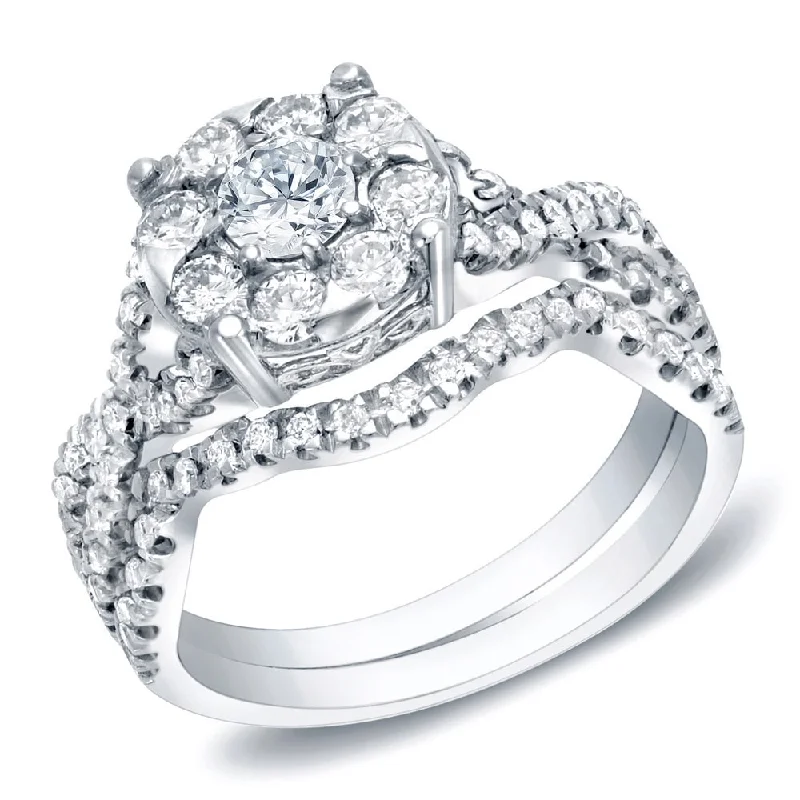 Ladies engagement rings with white gold settings-Auriya 14k Gold 1ctw Halo Infinity Diamond Engagement Ring Set