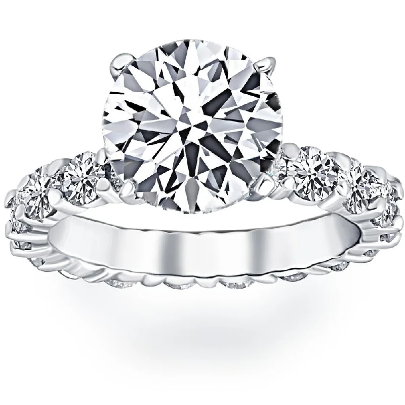 Ladies cushion cut diamond engagement rings-5.50Ct Diamond Eternity Engagement Ring 14k White Gold Lab Grown