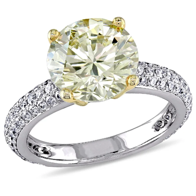 Ladies engagement rings with pink diamonds-Miadora 3.61ct TW Yellow White Diamond Engagement Ring in 14k Two-Tone Gold