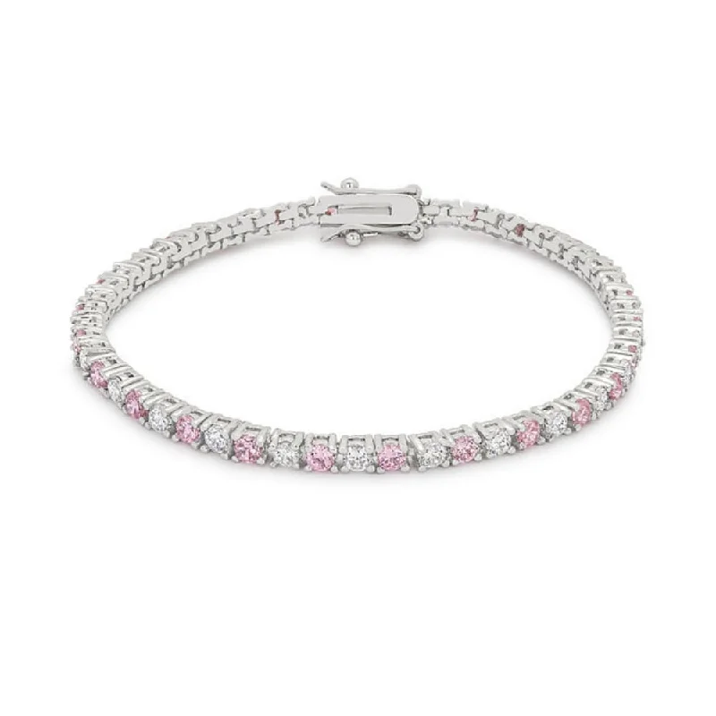 Ladies precious stone bracelets-Lace Pink Cubic Zirconia Tennis Bracelet - Multi