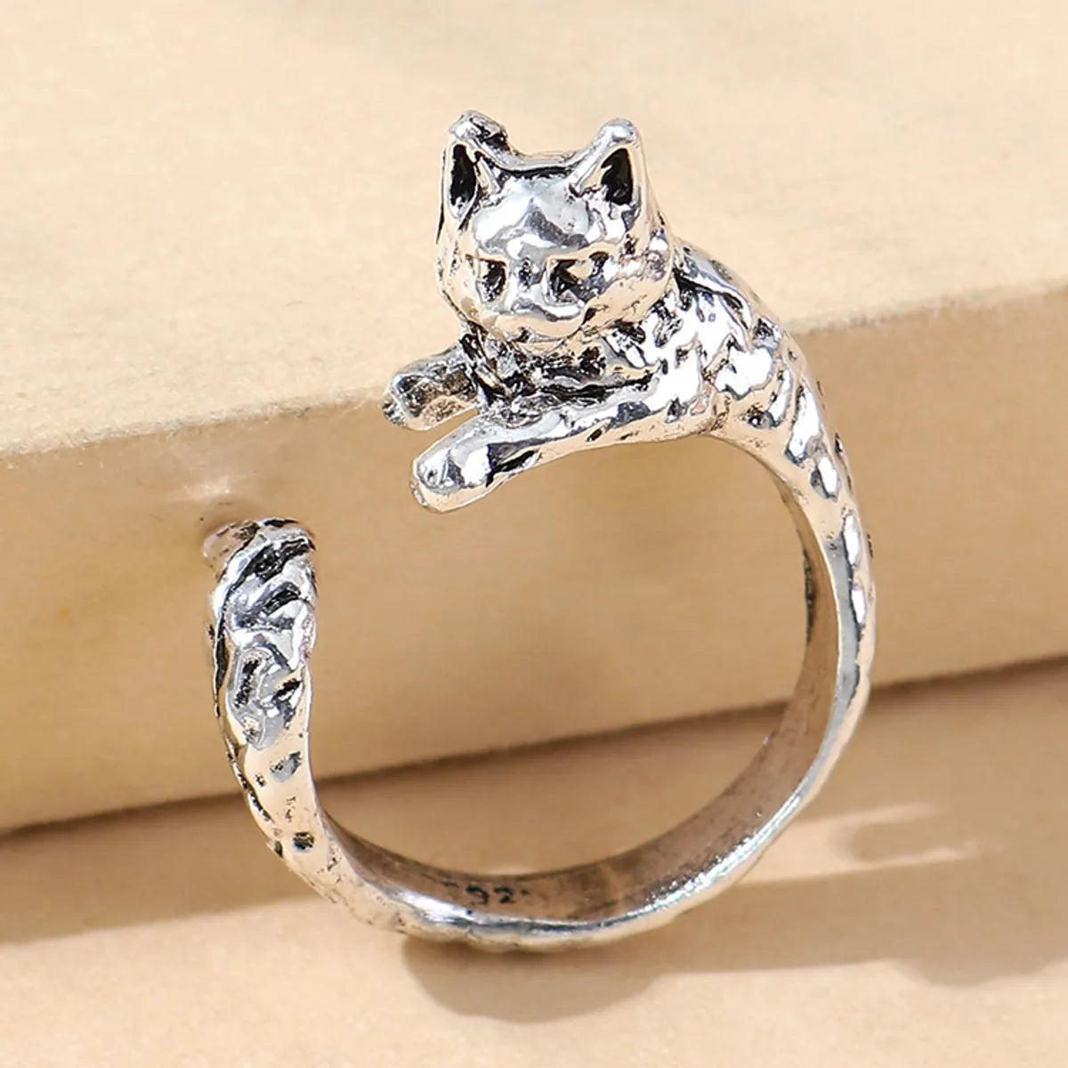 Ladies gold-plated gemstone rings-Wholesale Jewelry Simple Style Animal Cat Alloy Open Rings