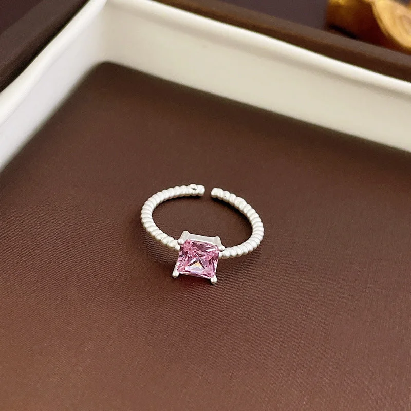 9# Ring-Pink Zircon Square