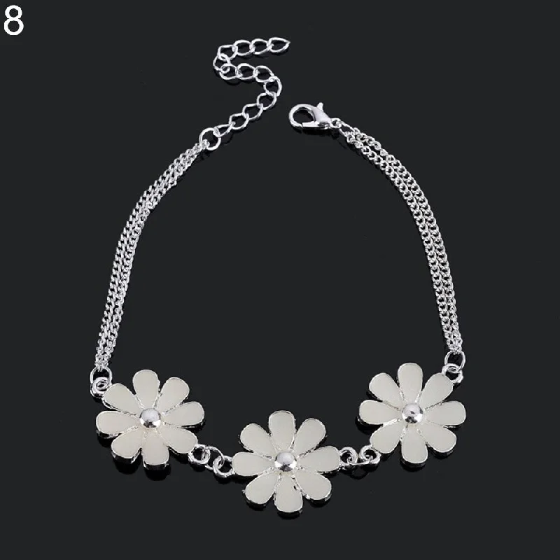 Ladies engraved bracelets-Creative Glow In The Dark Luminous Bracelet Star Love Heart Flower Bangle Jewelry - no