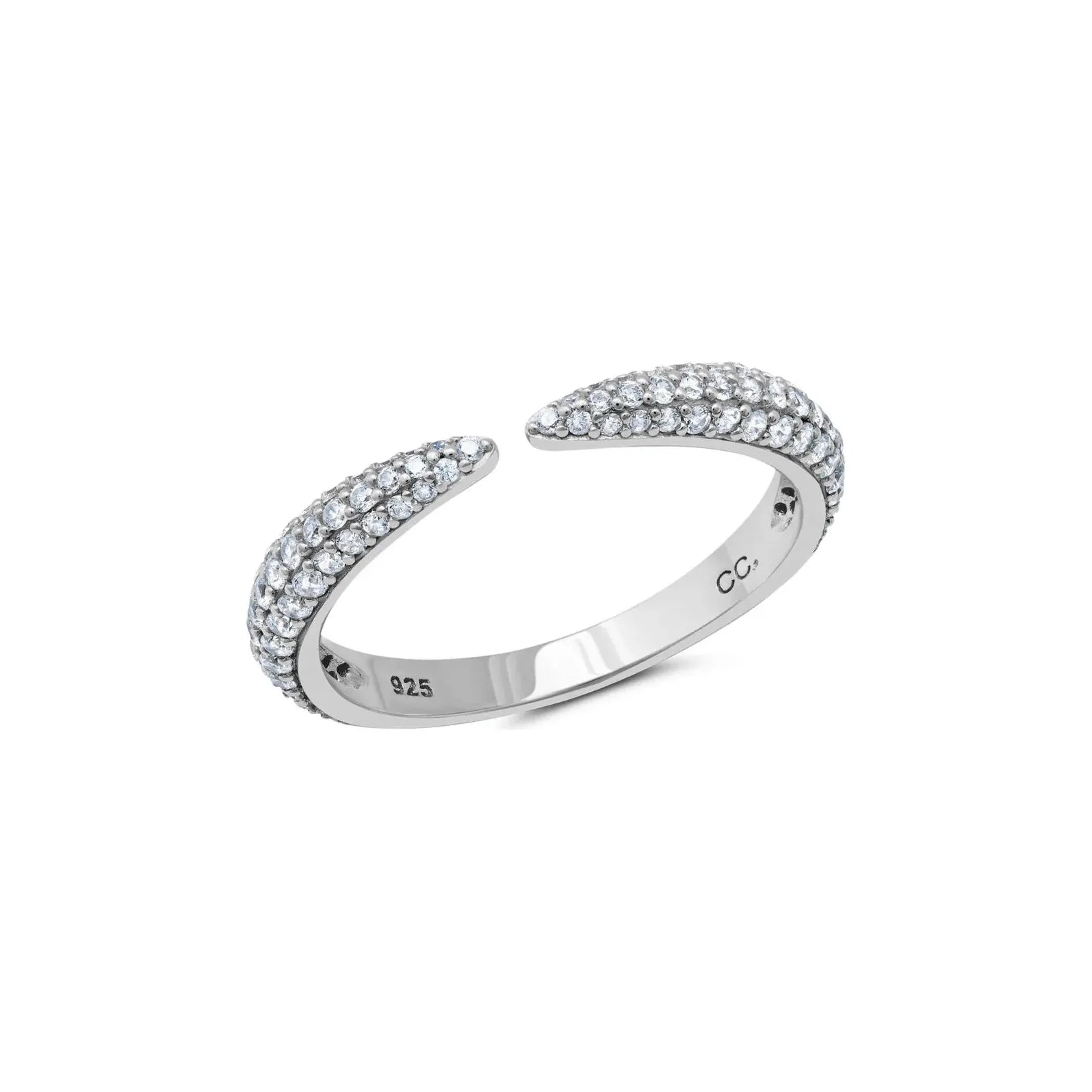 Ladies silver-plated rings-CRISLU Chamonix Pave Open Ring in Platinum