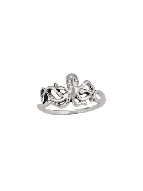 Ladies wedding rings sets-Swimming Octopus Ring