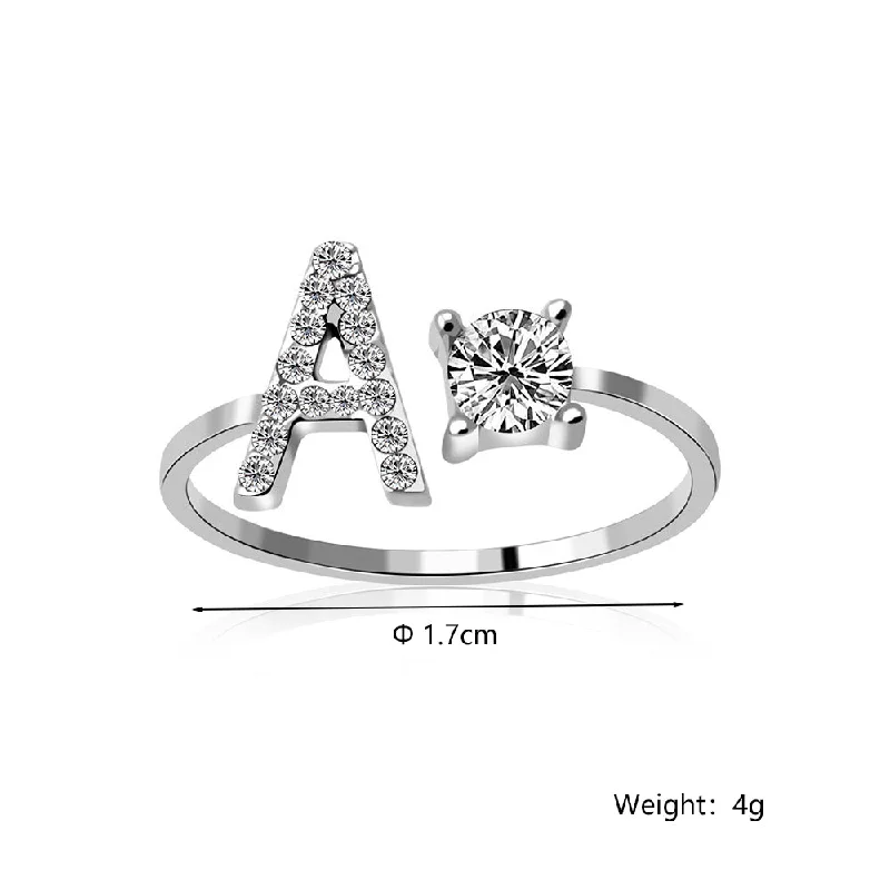 Ladies gold solitaire rings-Casual Letter Alloy Inlay Rhinestones Women's Rings