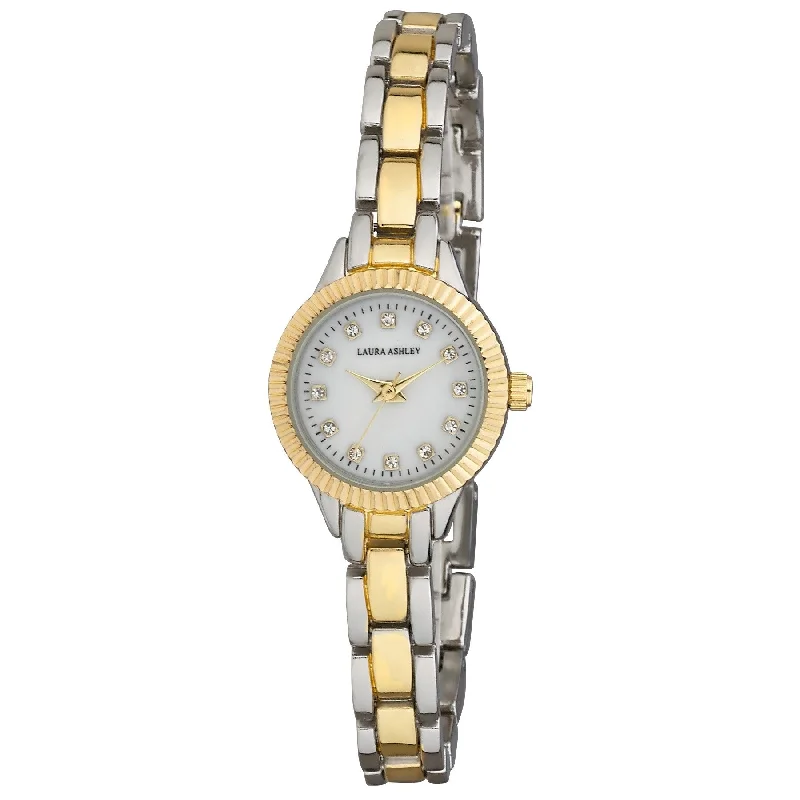 Ladies bangles-Laura Ashley Ladies LA31074TT Two Toned Mini Bracelet With Coin Edge Bezel Link Womens Watch - One size - One size