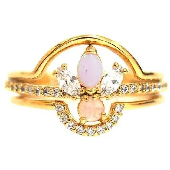 Ladies band rings-TAI OPAL STACKABLE RING SET OF THREE