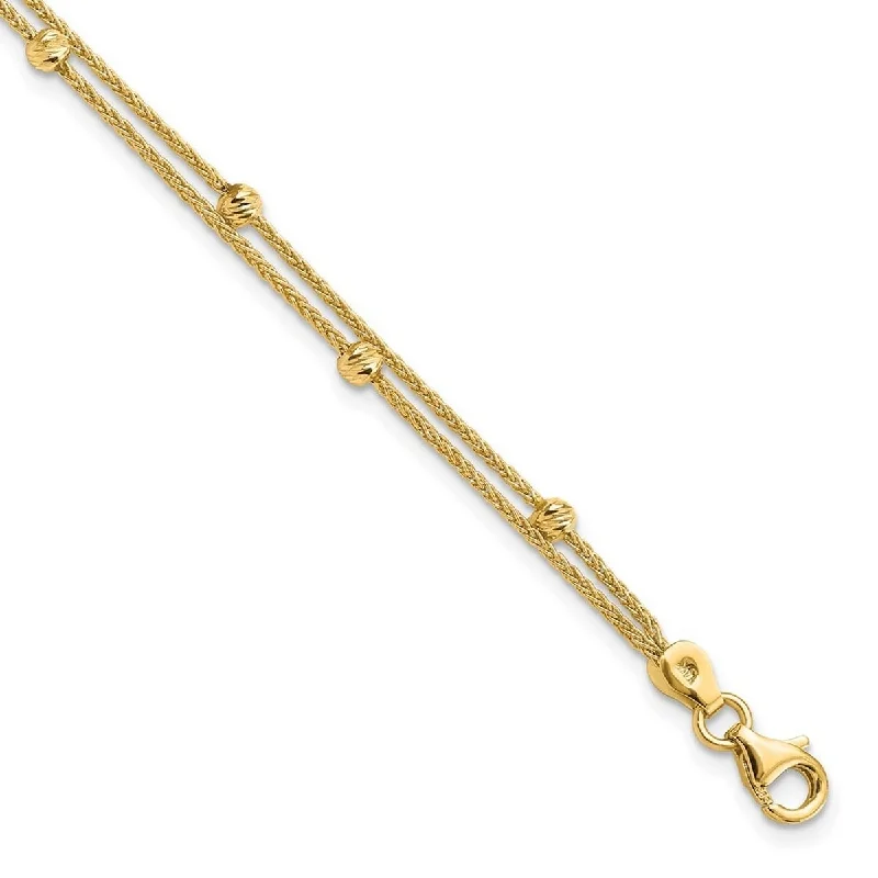 Ladies twisted bangles-Curata 14k Gold Polished 2 Strand Bracelet 7.5 Inch