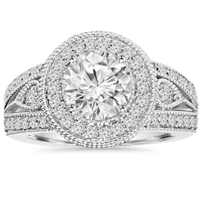 Ladies engagement rings with channel set diamonds-14k White Gold 2 3/4ct TDW Clarity Enhanced Diamond Engagement Ring