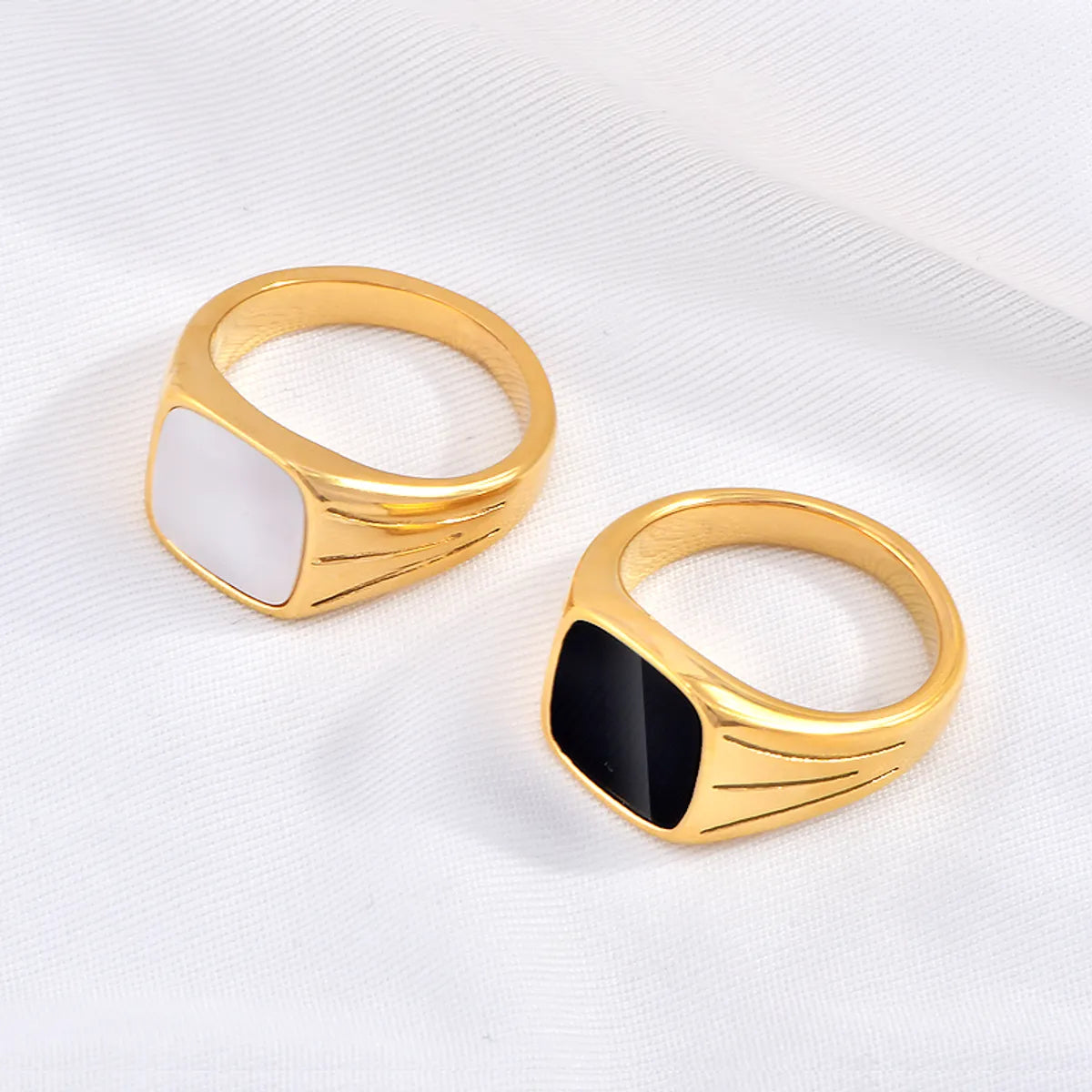 Ladies princess-cut rings-Retro Geometric Arylic Titanium Steel Women's Rings