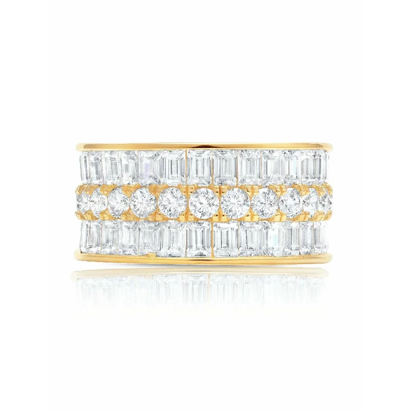 Ladies oval diamond rings-CRISLU Parallel - 18k Gold Finish Baguette Eternity Ring