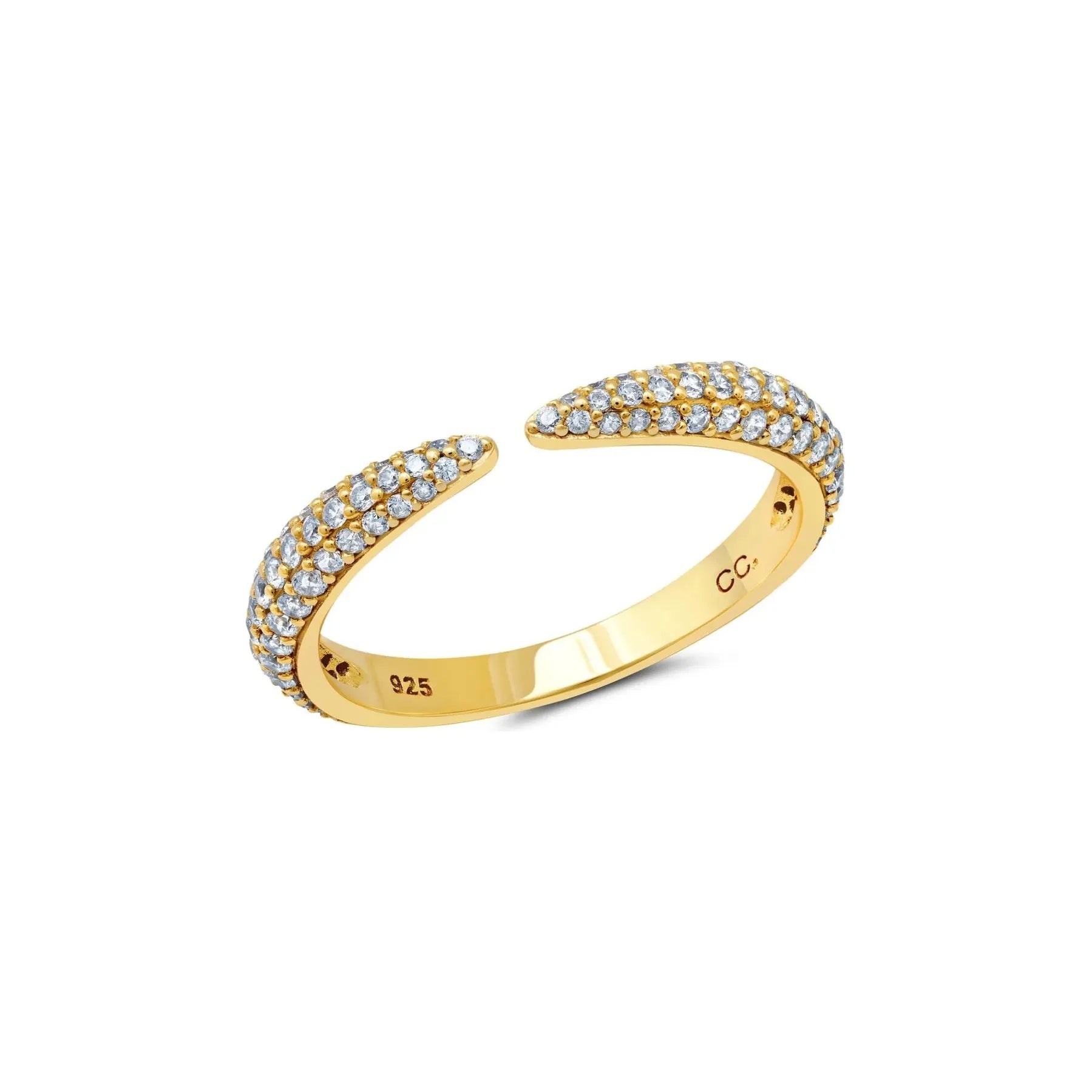 Ladies pearl rings-CRISLU Chamonix Pave Open Ring in Gold